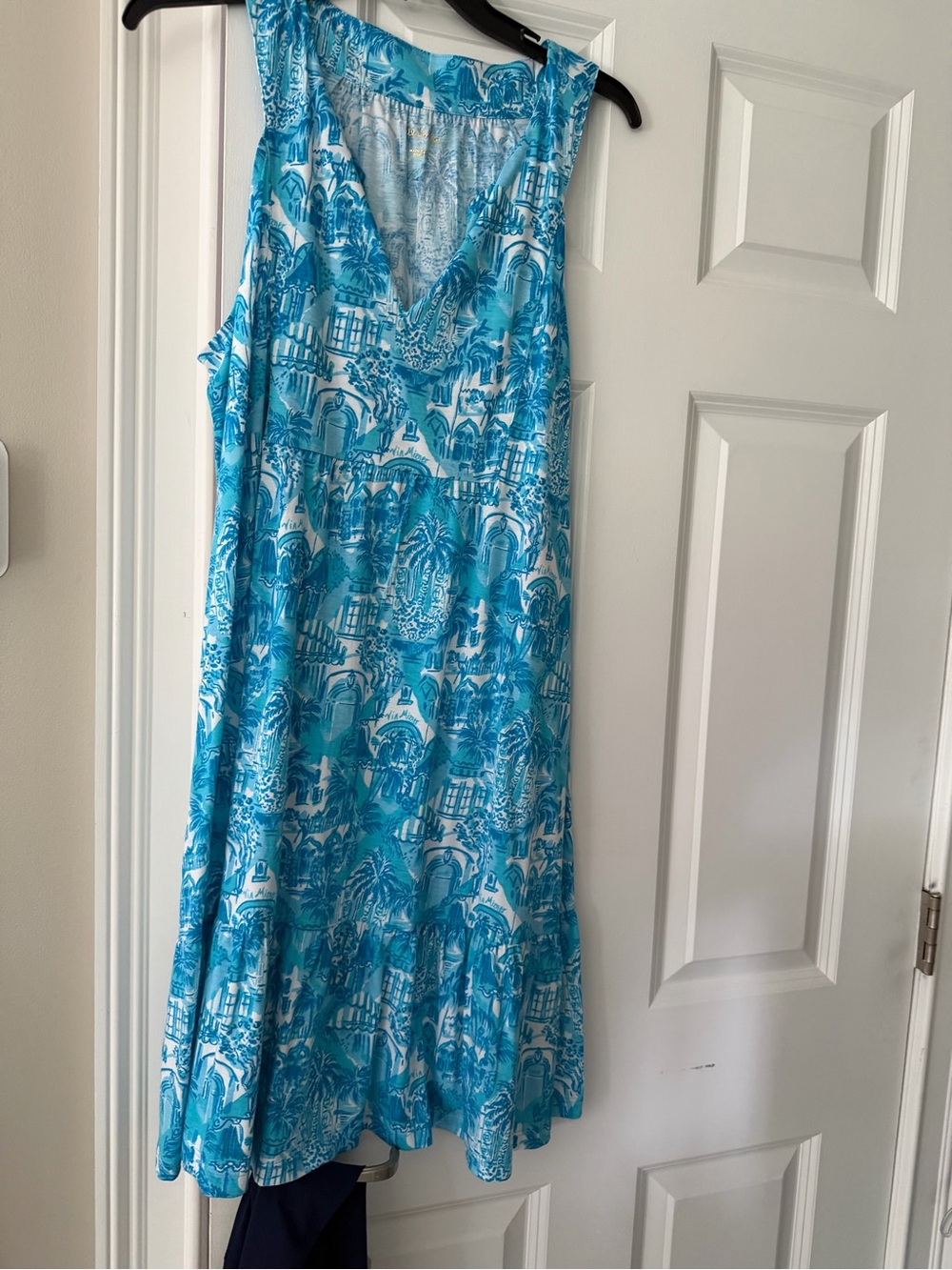 Lilly Pulitzer Blue Print V-Neck Sleeveless Women's Dress